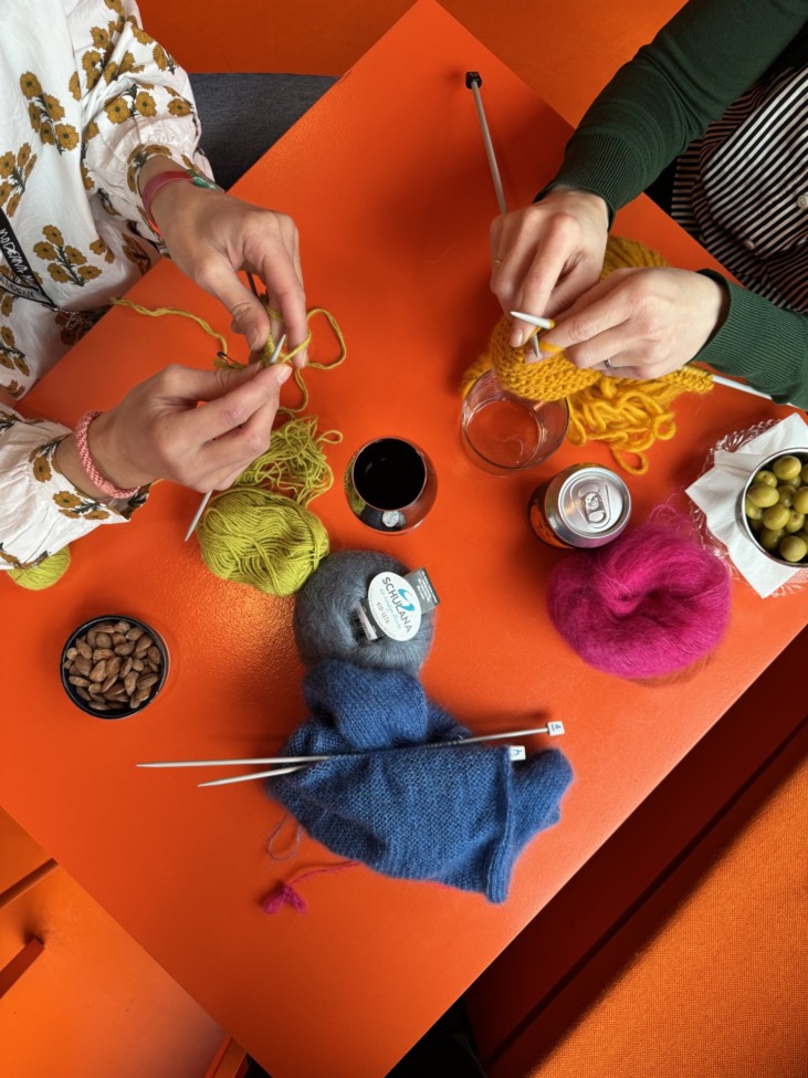 photo of knitting hands